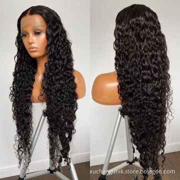 Cheap Wholesale Water Wave Lace Closure Human Hair Wigs For Black Women 12a Brazilian Virgin Hair Transparent Lace Front Wigs
